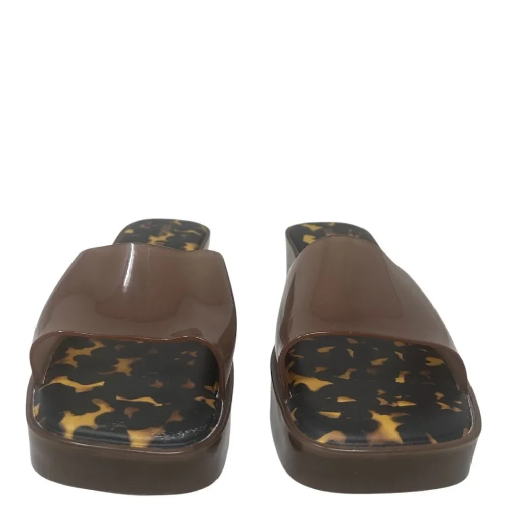 Rare Rouje x Melissa Jelly Glossy Brown Tortoise Mules Slides Sandals 9 Retro - Picture 3 of 9